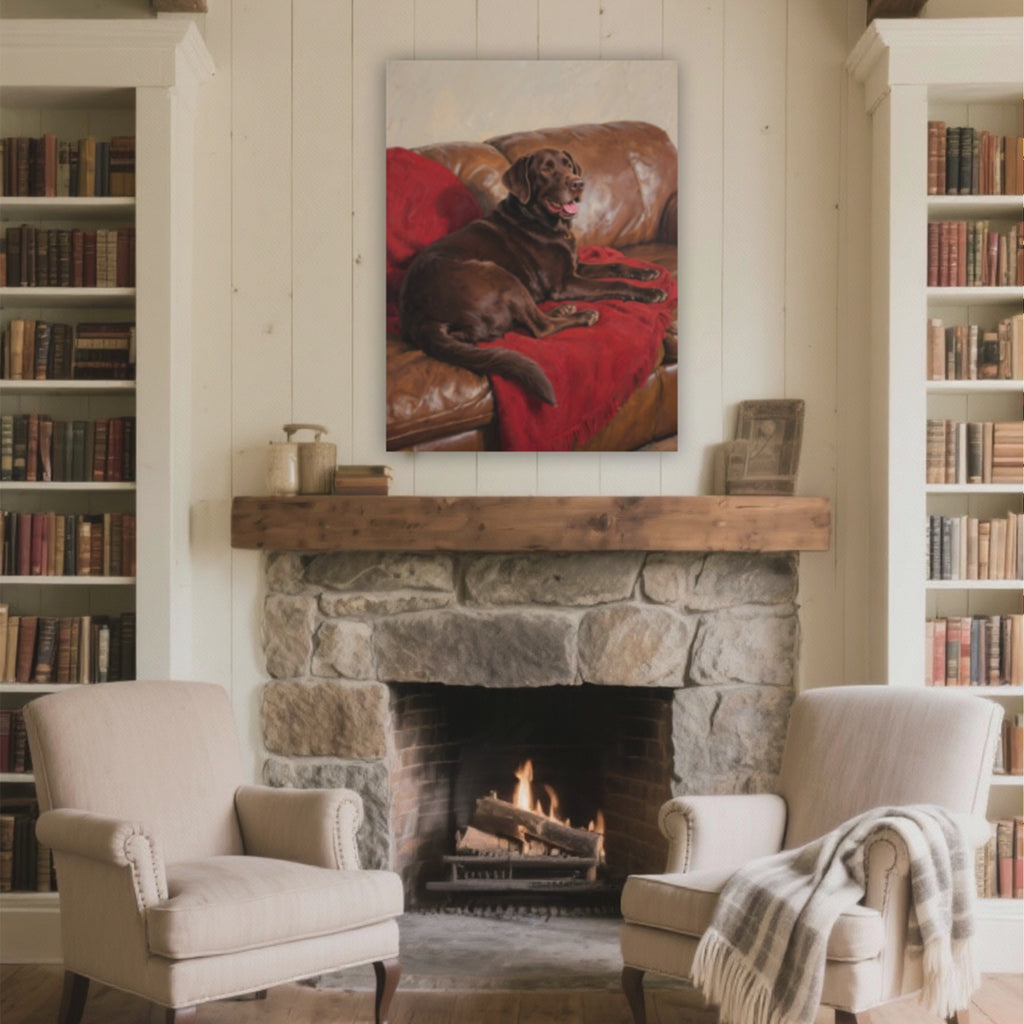 Chocolate Lab on a Comfy Couch | Wall Art