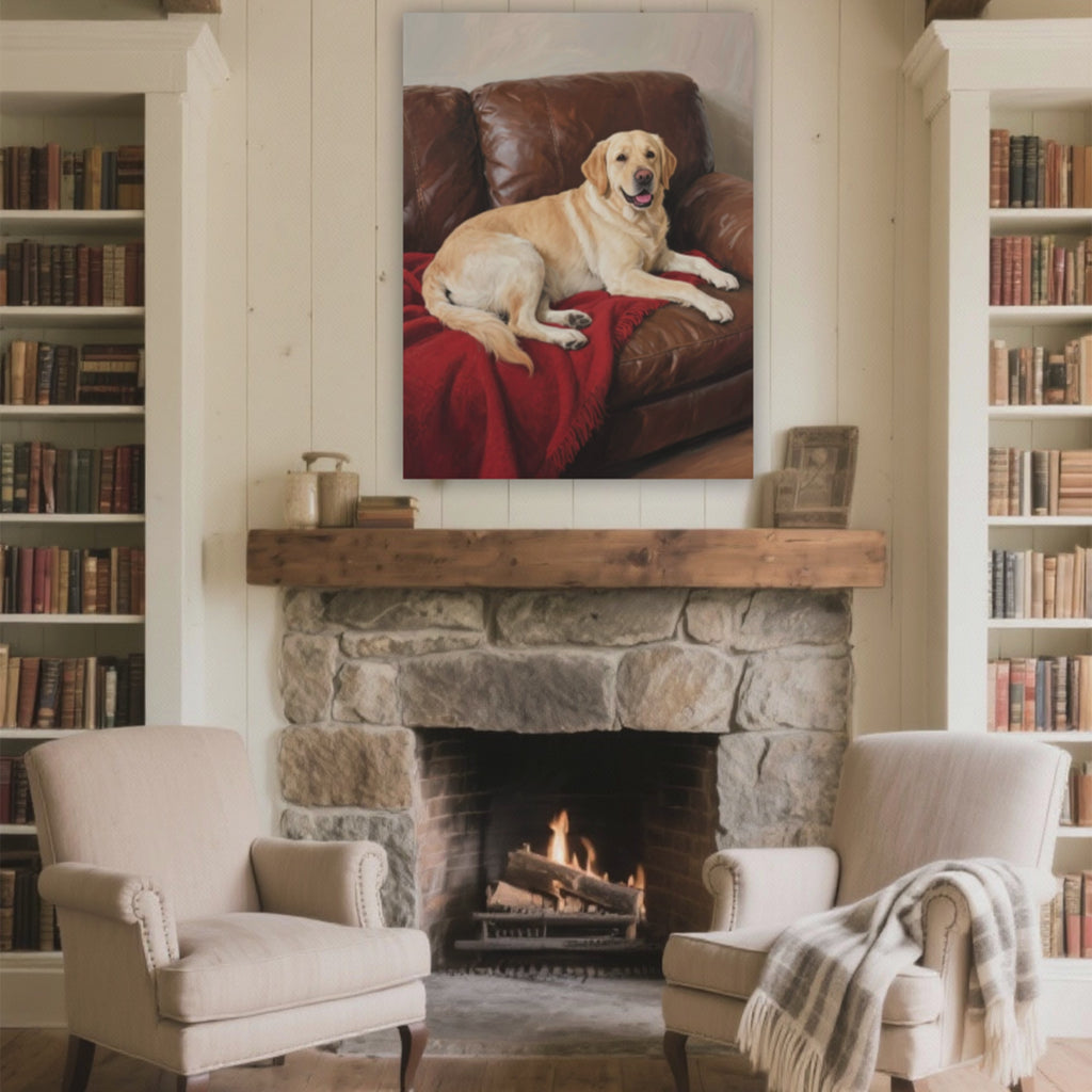 Yellow Lab on a Comfy Couch | Wall Art